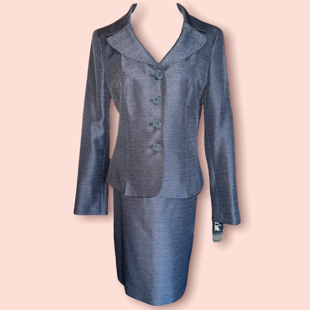 Le Suit Black Blazer and Skirt Set
